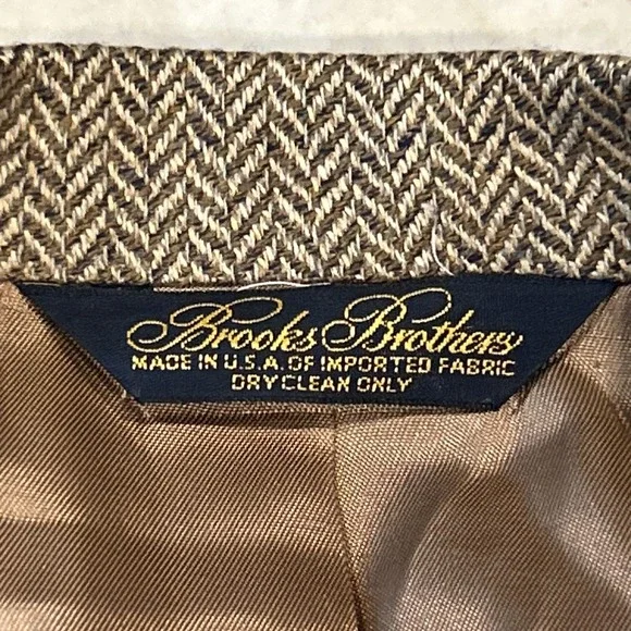 Brooks Brothers Blazer Mens 40S Brown Wool Tweed 2 Button Sports Coat Jacket USA Sport Coats & Blazers